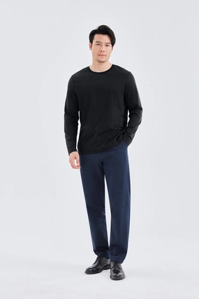 Lightweight Style HeatGuard Crew Neck Long Sleeve T-Shirt | Black BKFD01