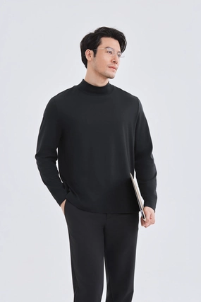 HeatGuard Mock Neck Long Sleeve T-Shirt | Black BKFD01 Travel convenience
