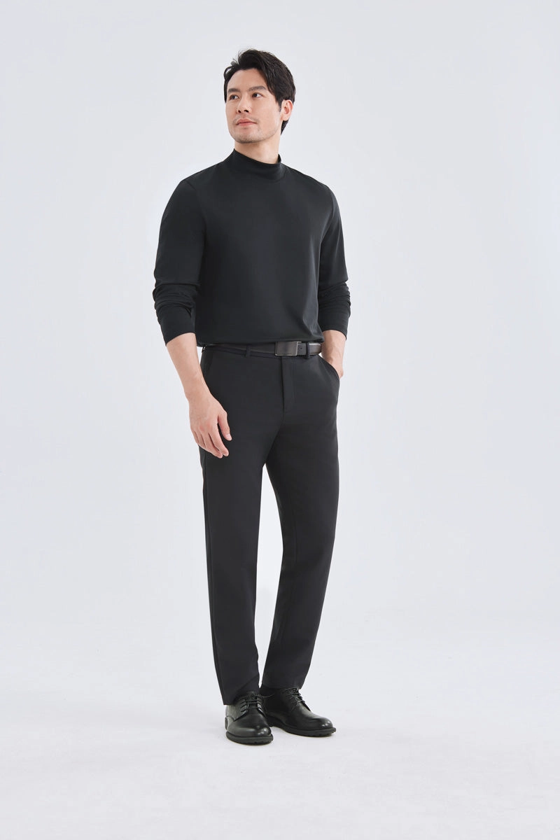 HeatGuard Mock Neck Long Sleeve T-Shirt | Black BKFD01 Summer cool Moisture Wicking Technology