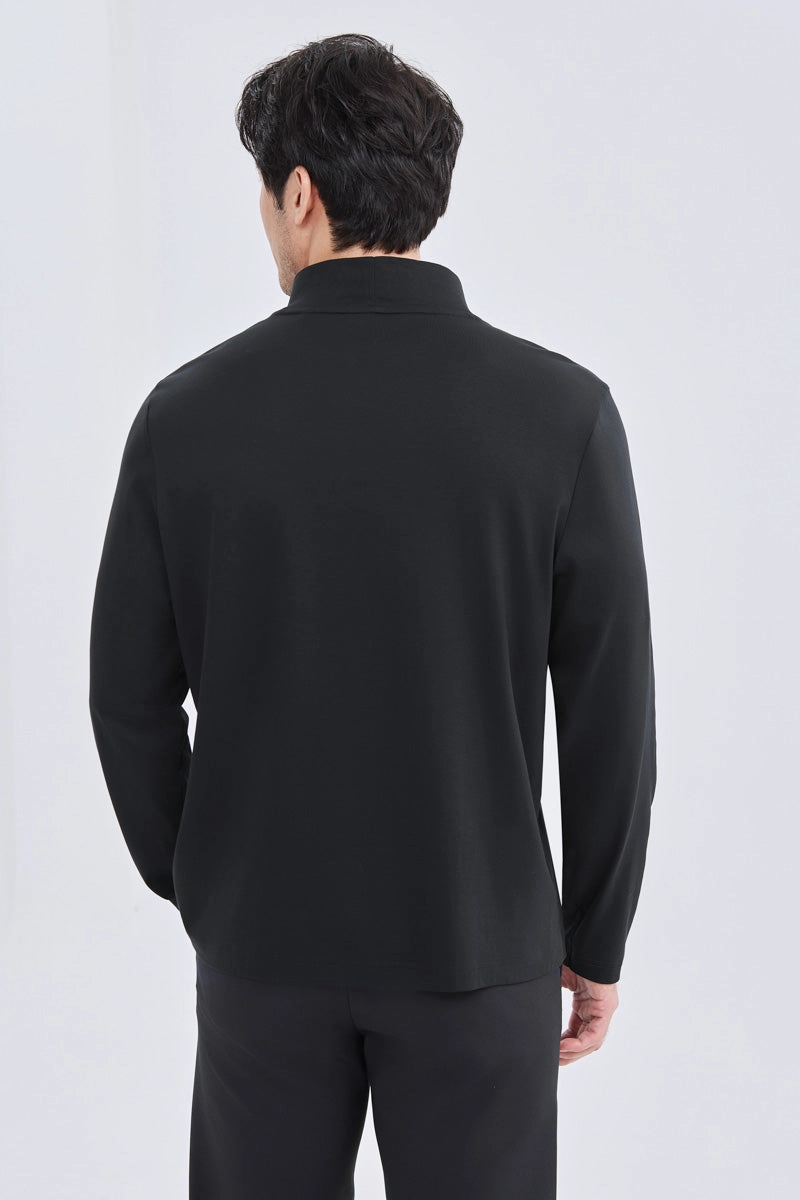 HeatGuard Mock Neck Long Sleeve T-Shirt | Black BKFD01 Wrinkle-Free Non Restrictive Fit