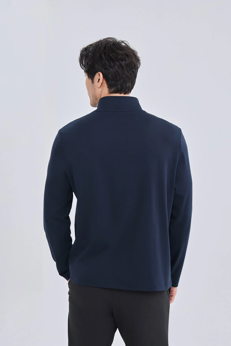 HeatGuard Mock Neck Long Sleeve T-Shirt | Navy NNY096 Casual Essential