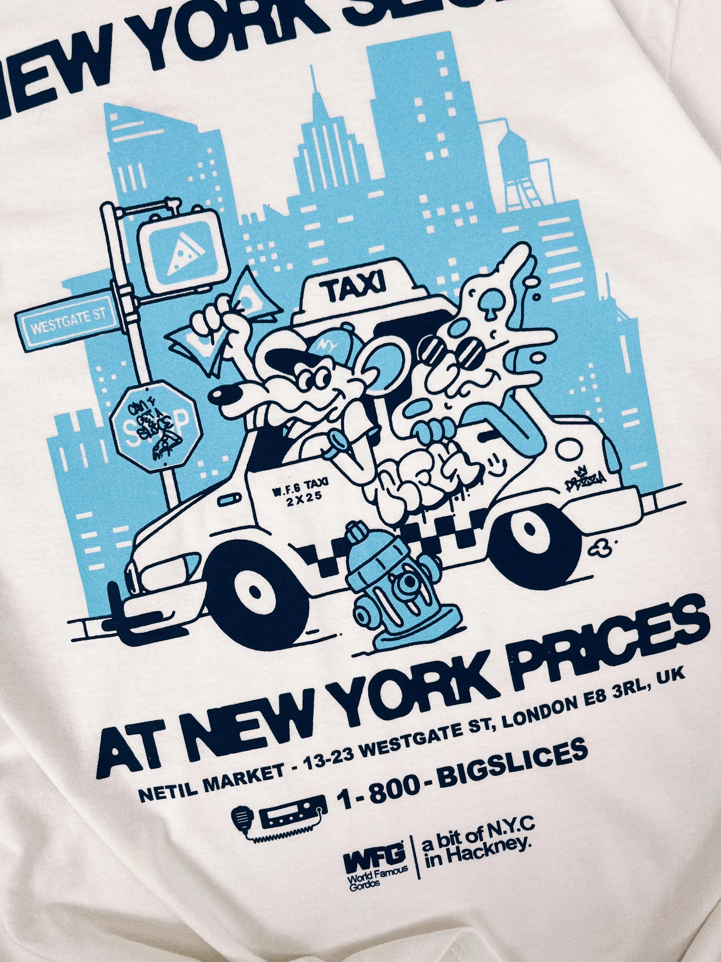 FadeResistantPrint World Famous Gordos 'NYC Slices' Tee - White