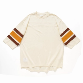 (TP1662) College Crop Sleeve Panel Tee Flexible Weave Micro Perforation