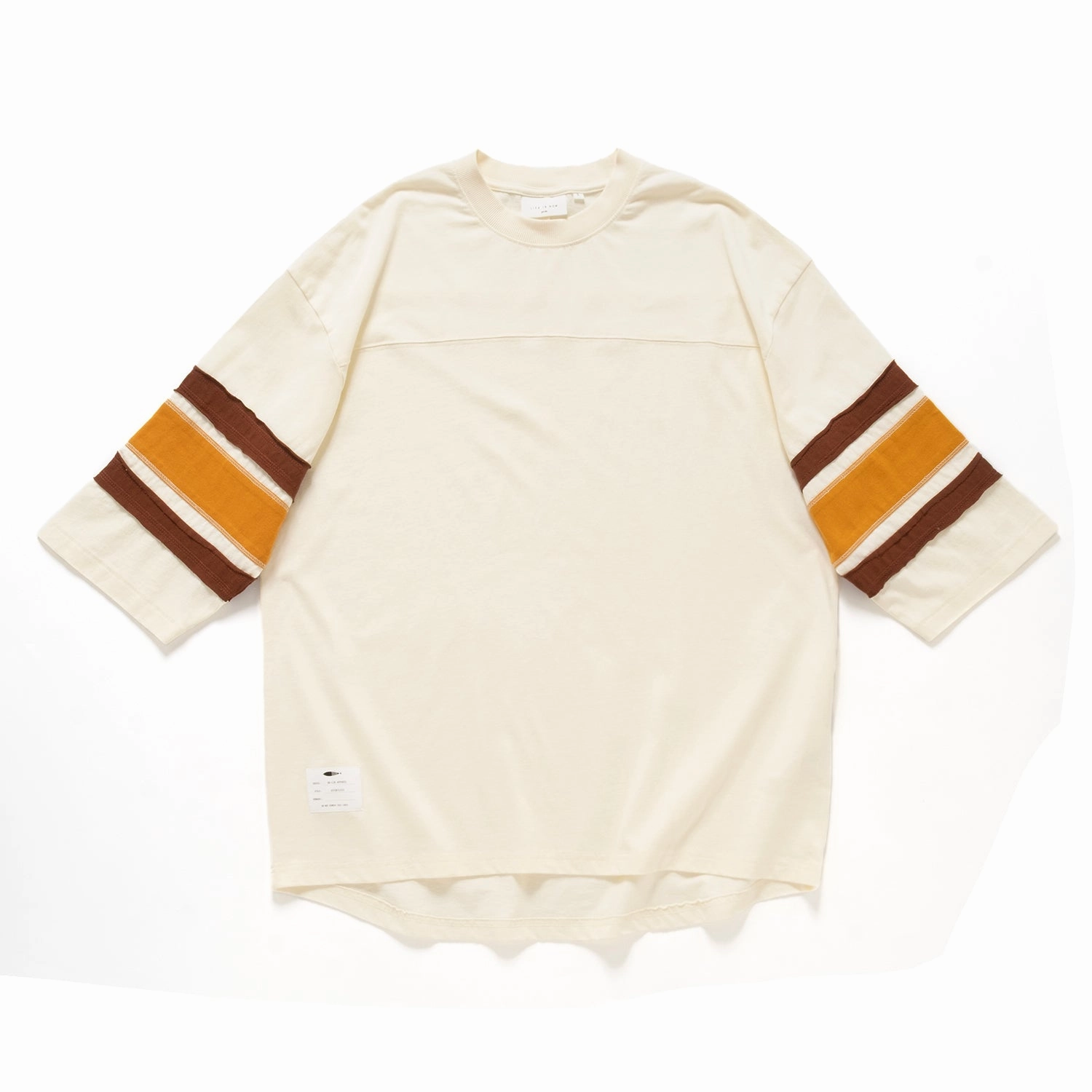 (TP1662) College Crop Sleeve Panel Tee Colorfast Dye