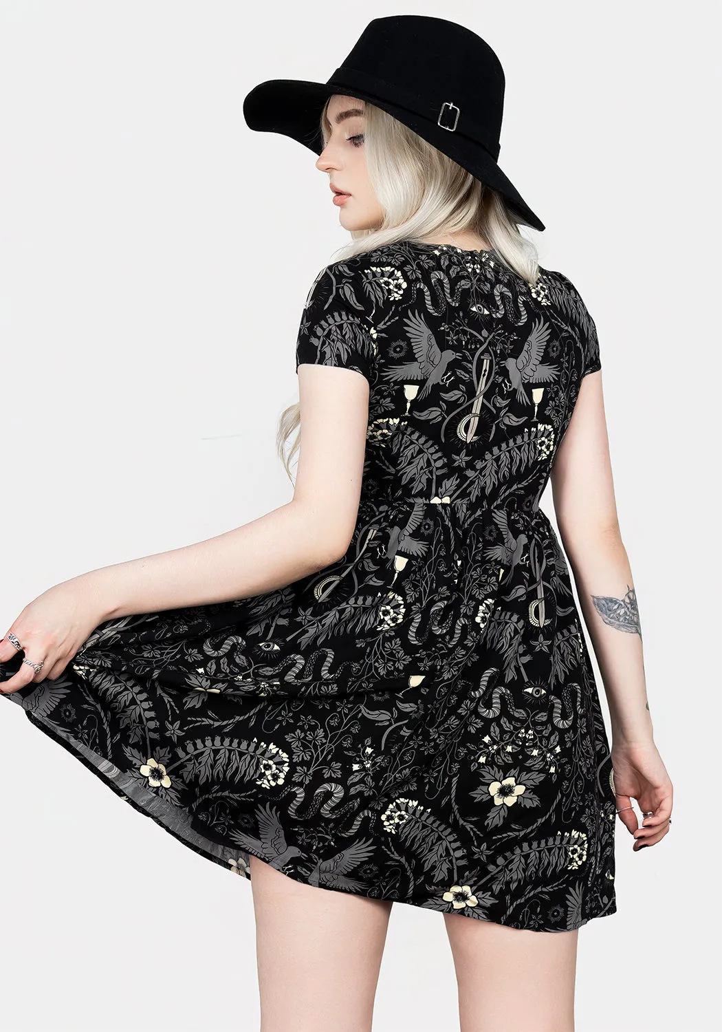 Hecate's Garden Skater Mini Dress Luxurious Feel