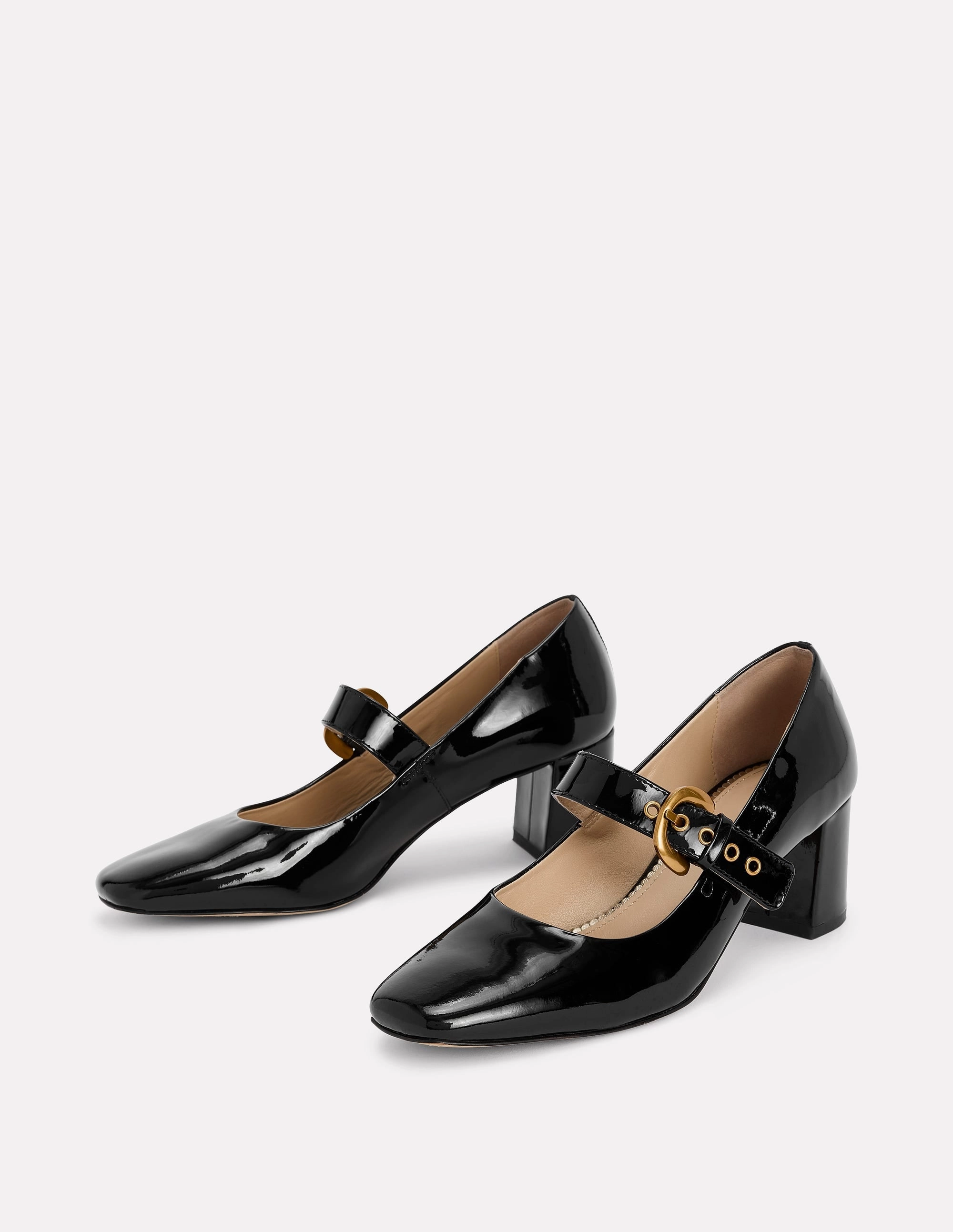 Boho Wedding Heels Heeled Buckle Mary Janes-Black