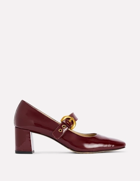 Natural Tones Heeled Buckle Mary Janes-Oxblood