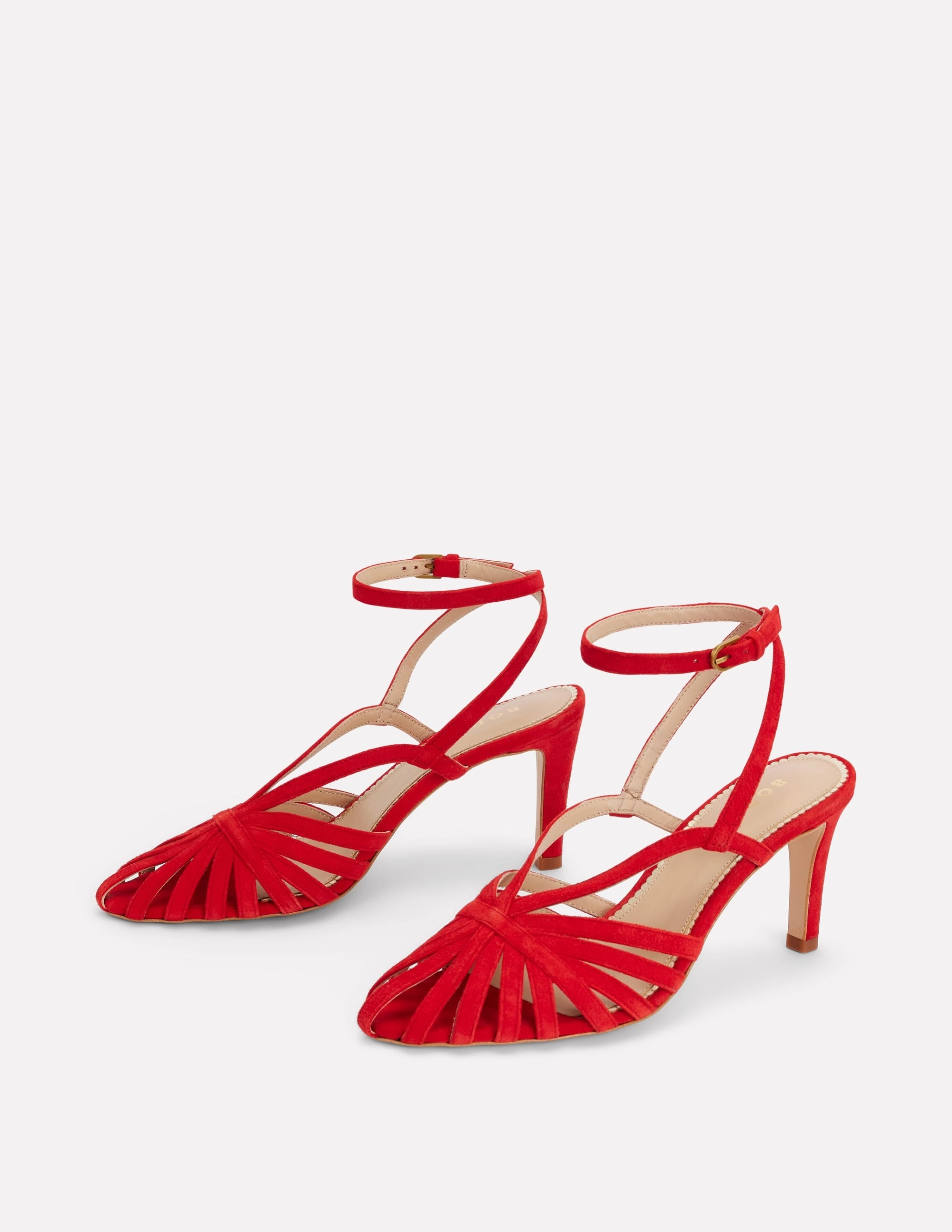 Classic Bridal Sandals Durable Upper Heeled Cage Sandals-Post Box Red