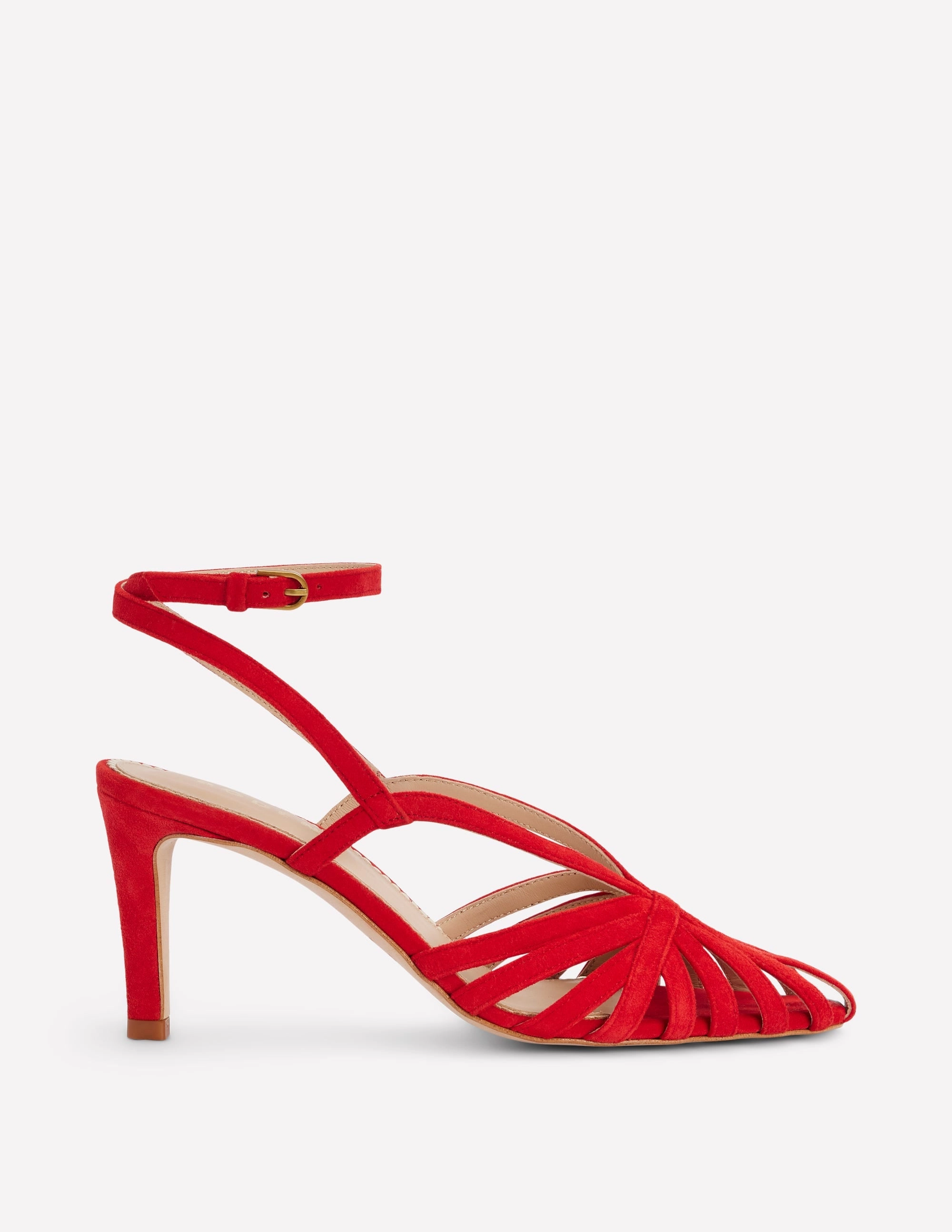Heeled Cage Sandals-Post Box Red Footwear Style