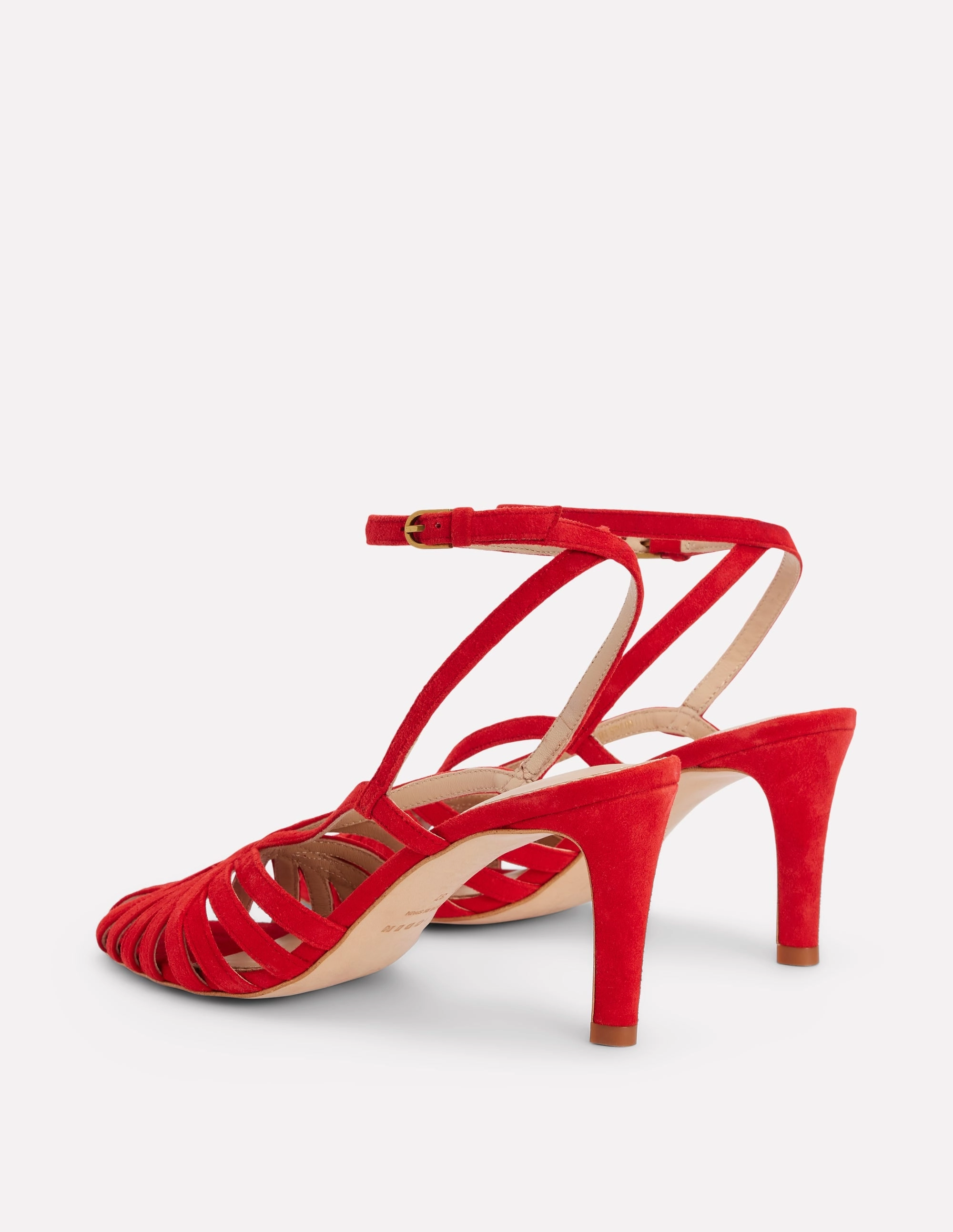 Fashionable Wedges gentle touch Heeled Cage Sandals-Post Box Red