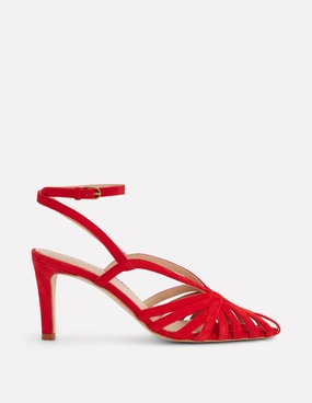 Heeled Cage Sandals-Post Box Red Footwear Style