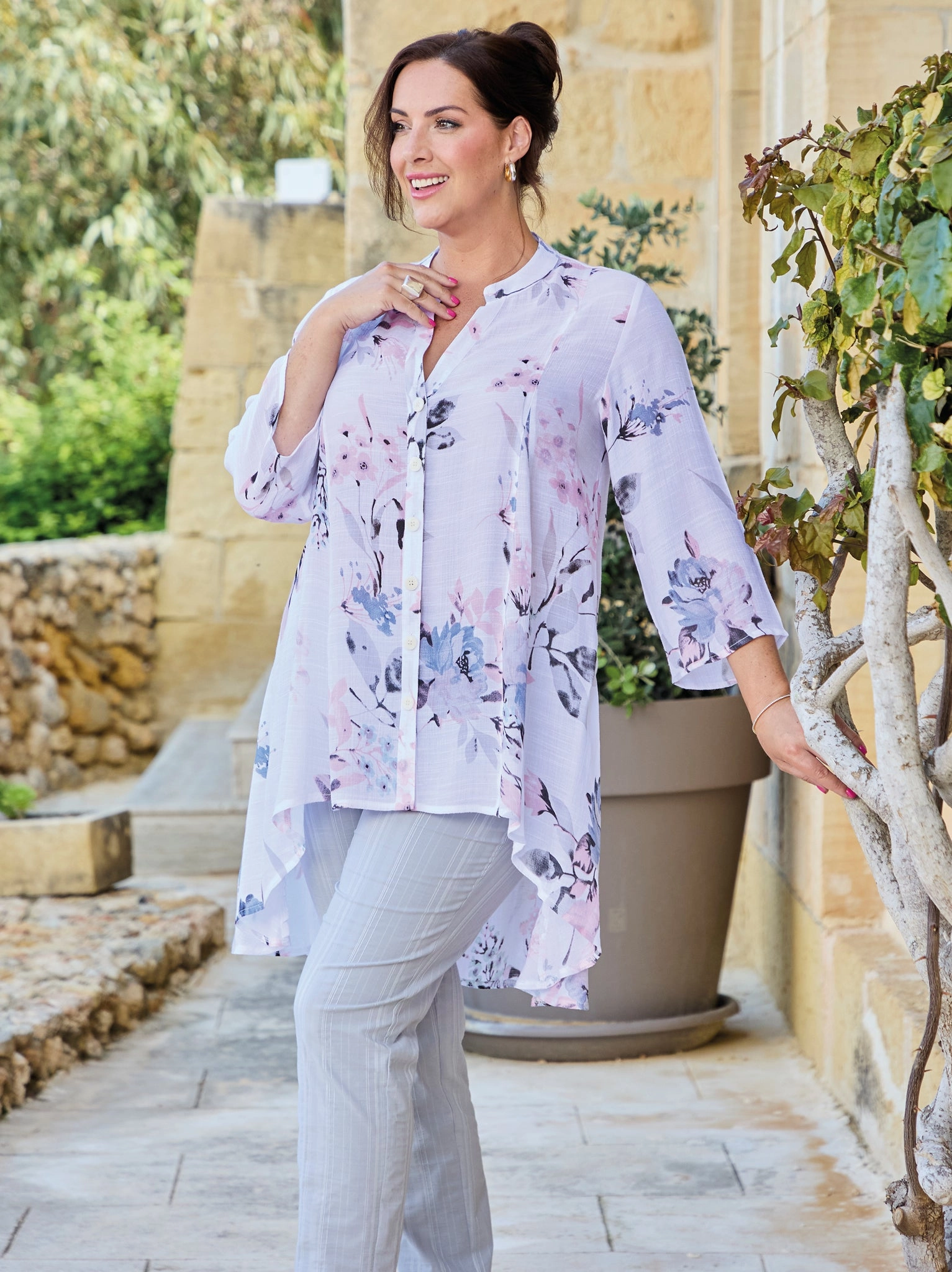 Heidy Crinkle Shirt - Pastel Multi DoubleLayeredShoulders