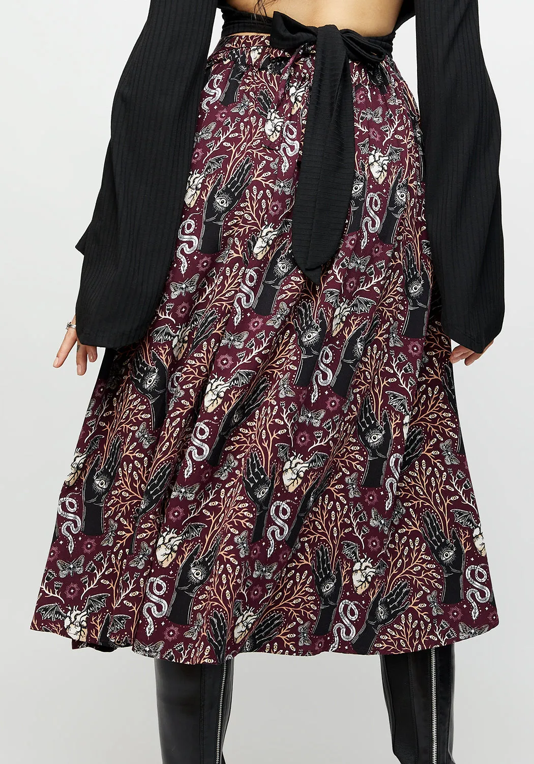 Light Flow Chic Tones Hemlock Tie Detail Midi Skirt
