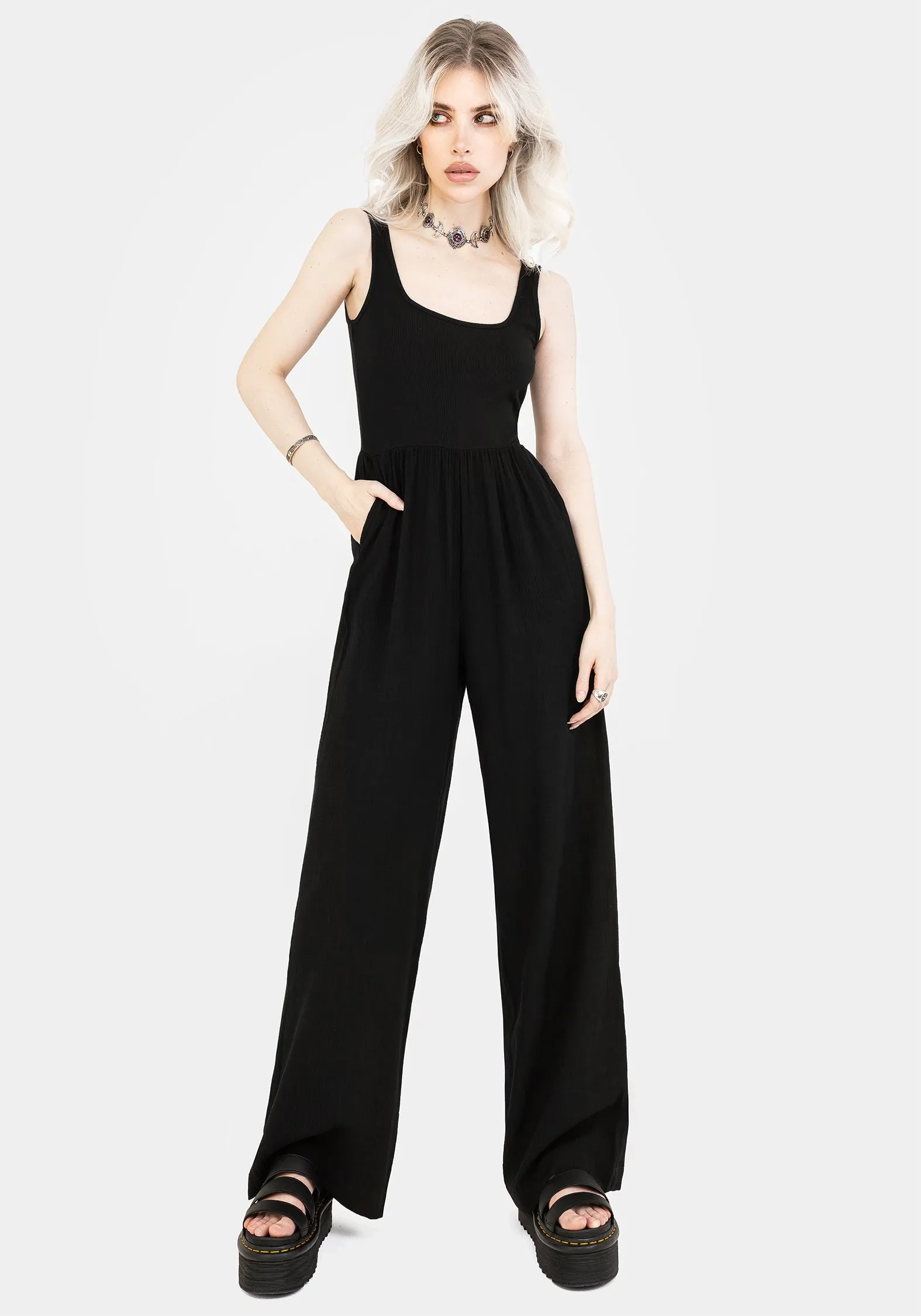 Flexible Wear Herne Contrast Wide Leg Jumpsuit