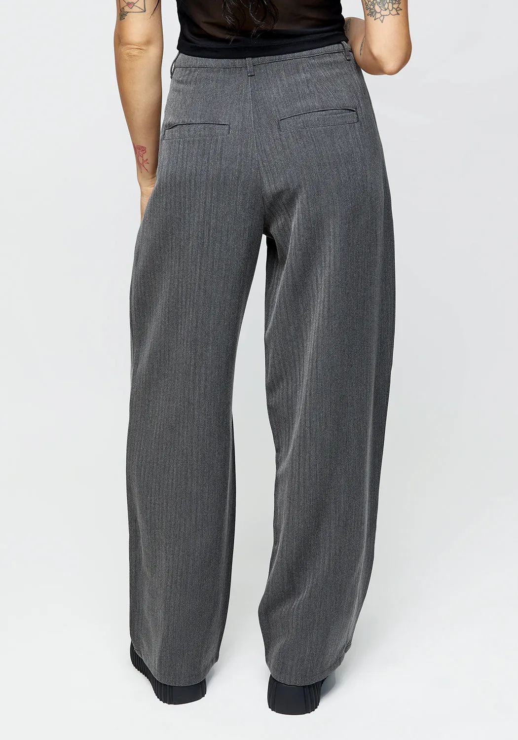 HERRINGBONE TAILORED TROUSER Tangle Free Cuffs Lightweight Material