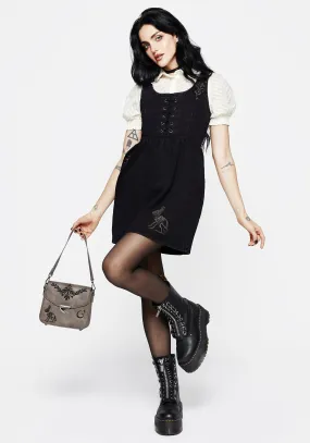 Hester Embroidered Lace Up Corset Mini Dress Pure Fabric Airy Base