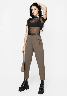 Moisture Wicking Technology Modern Relaxed Hester Embroidered Tapered Trousers - Brown