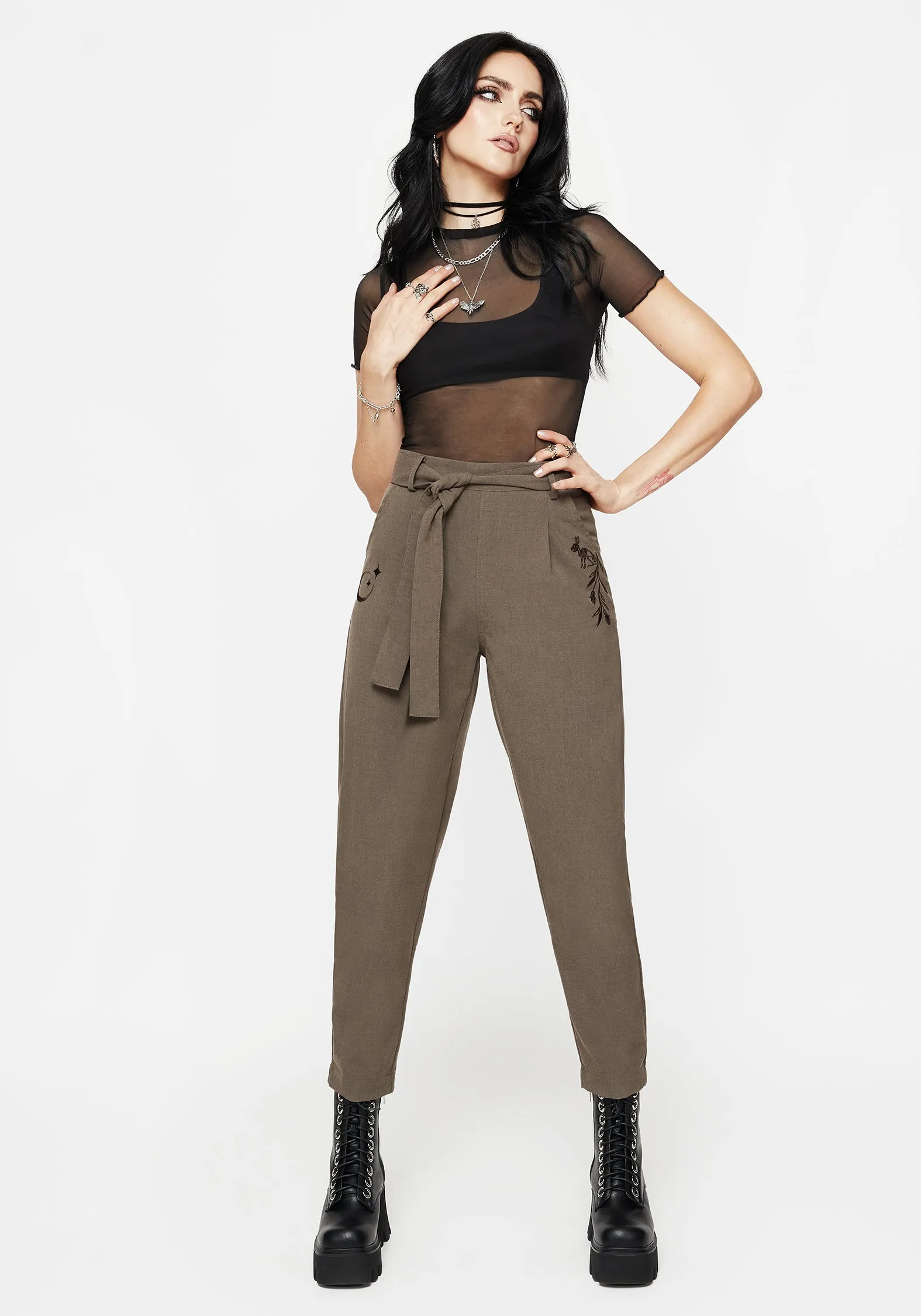 Day To Night Fast Move Hester Embroidered Tapered Trousers - Brown