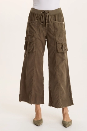 No Ride Up BreathableMaterial Heta Corduroy Wide-Leg Drawstring Cargo Pant
