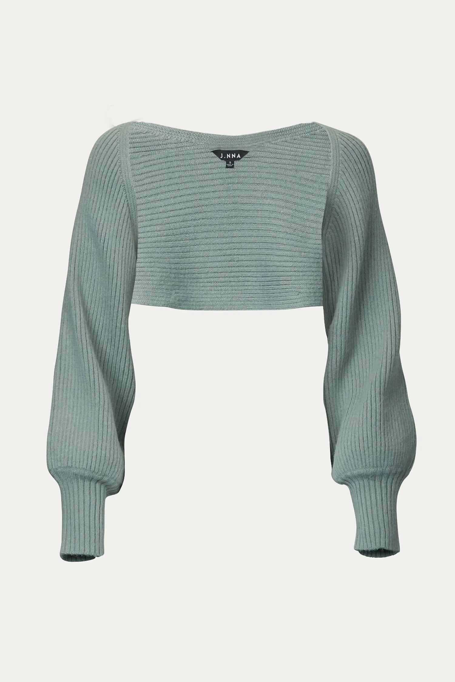 Ribbed-Knit Bolero In Light Olive Warm & Soft Seamless Construction Design