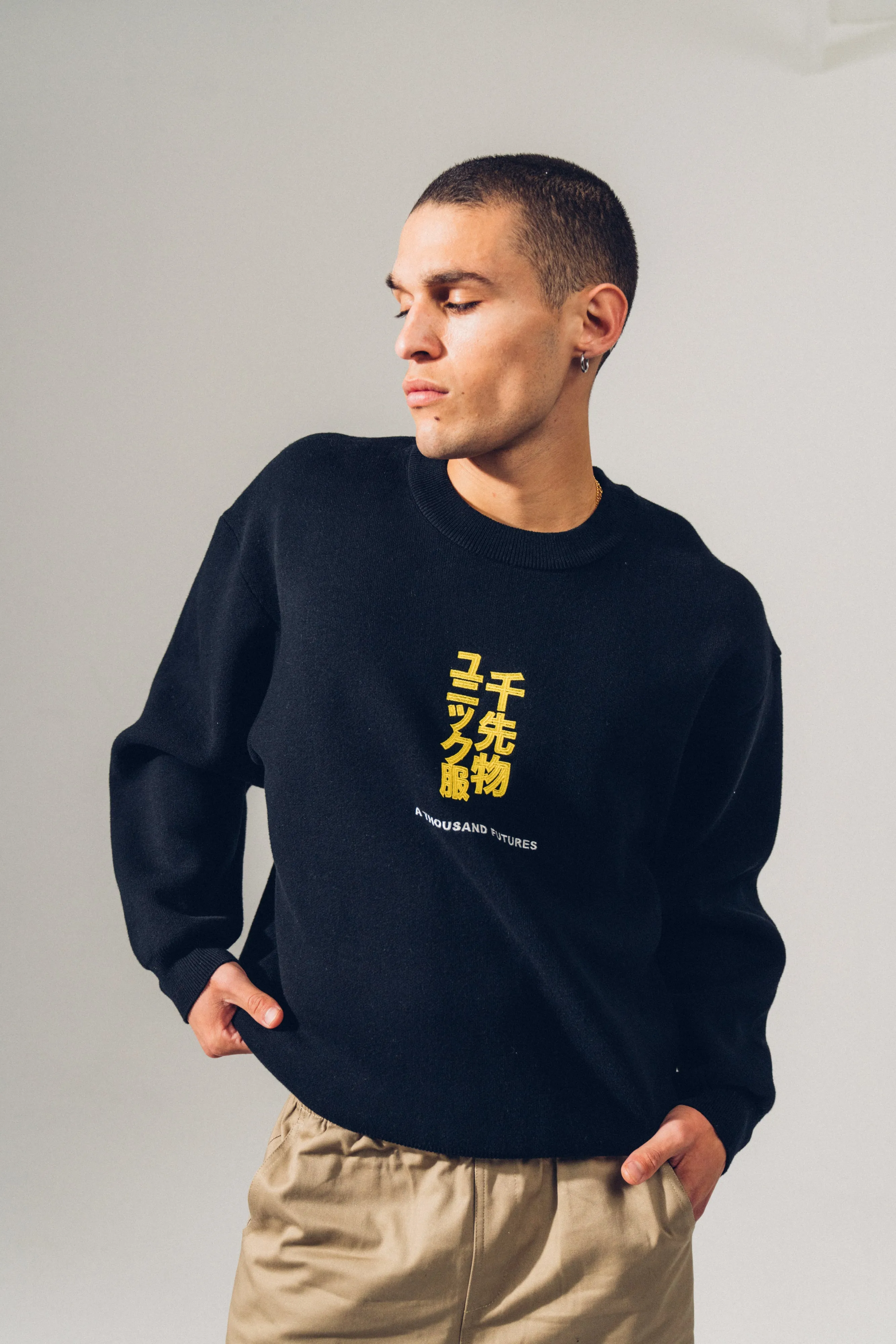 Long Lasting Elasticity A Thousand Futures 'Tokyo' Knit Sweater - Black