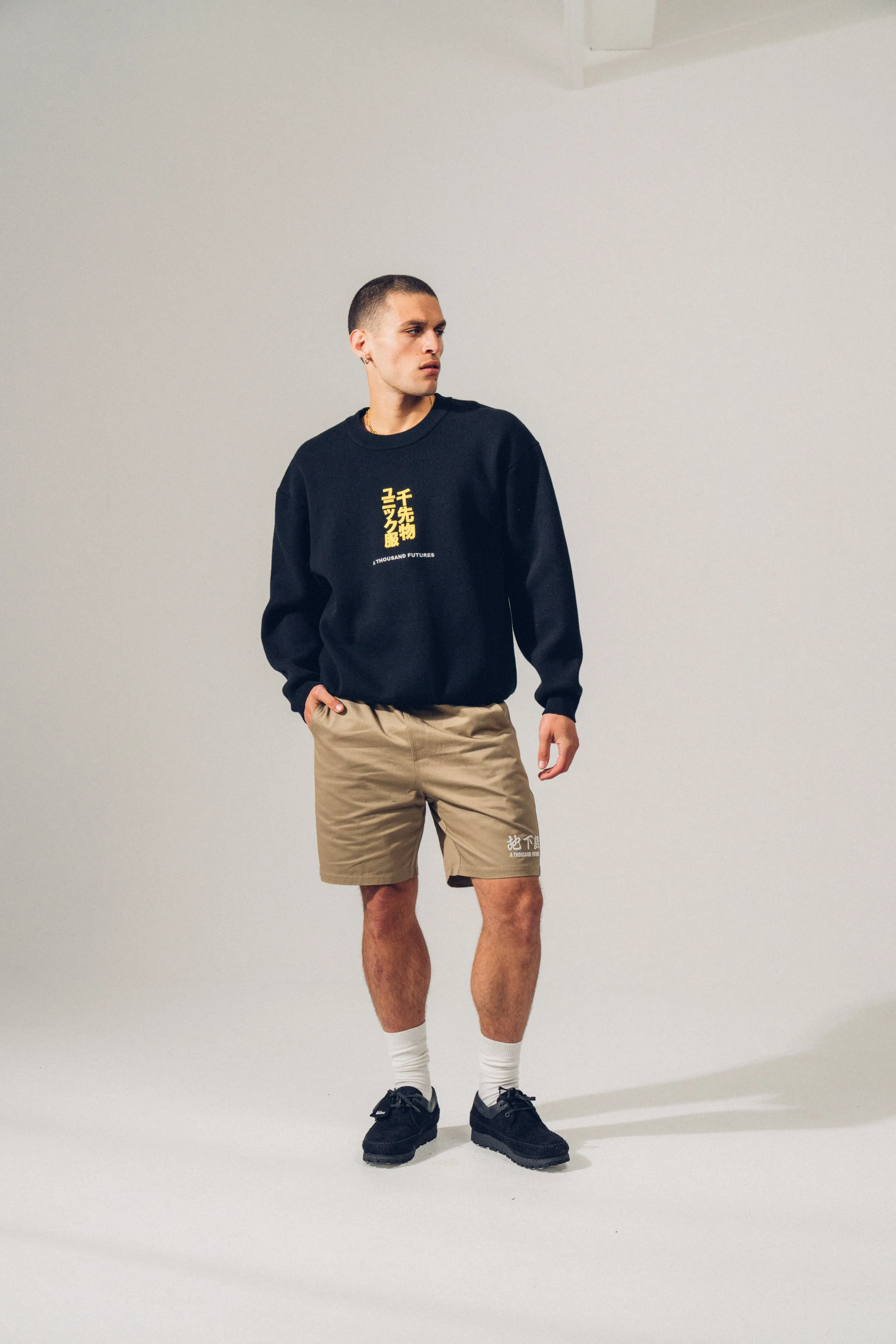 A Thousand Futures 'Tokyo' Knit Sweater - Black Layered Neckline Cozy Look