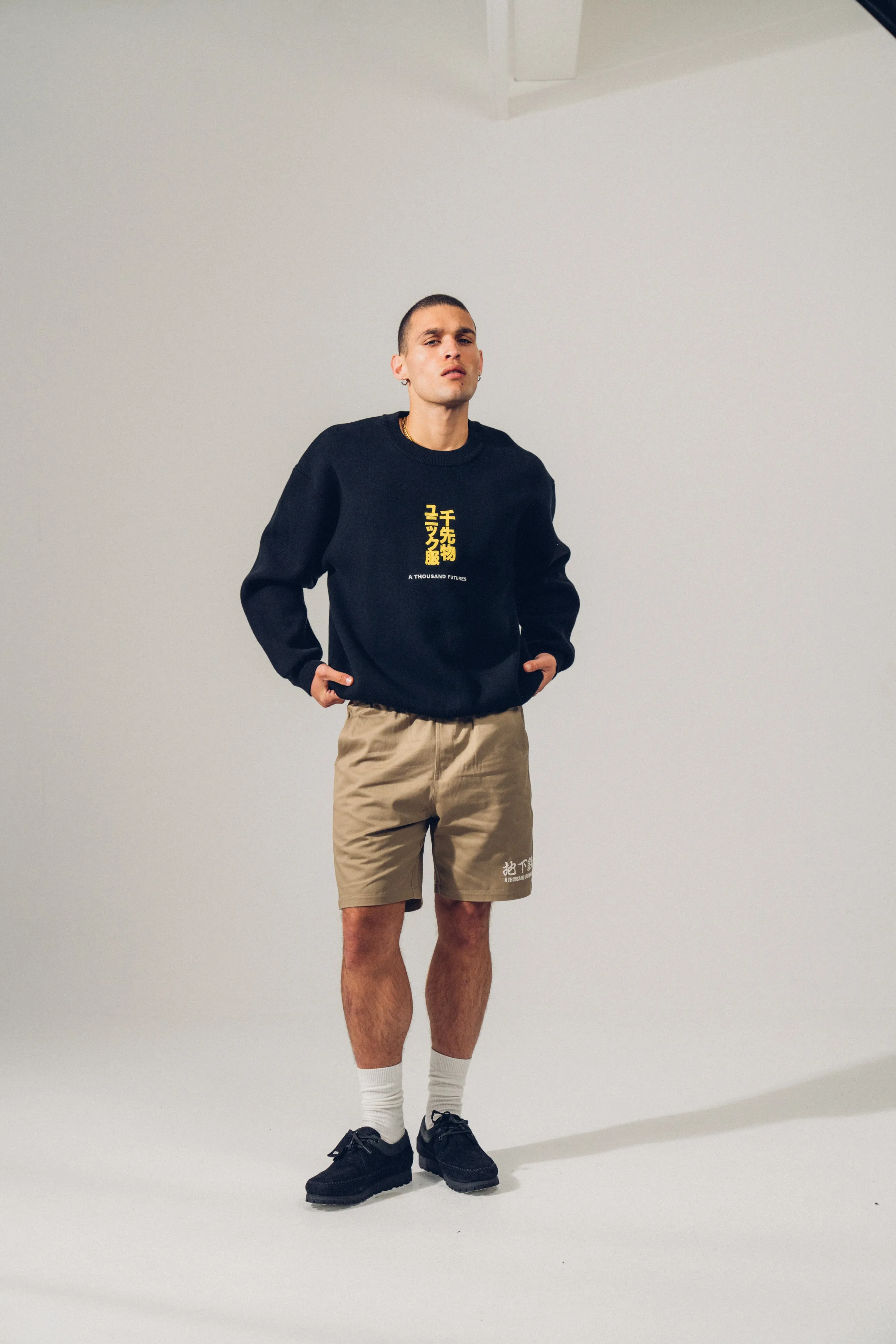 A Thousand Futures 'Tokyo' Knit Sweater - Black Breathable mesh lining Sleek Knit
