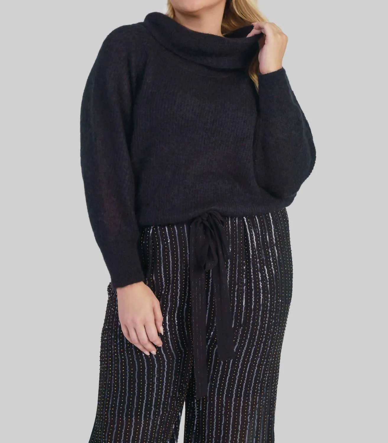 Caelie Mohair Bardot Sweater - Plus In Black Knitwear Choice Comfy Fit