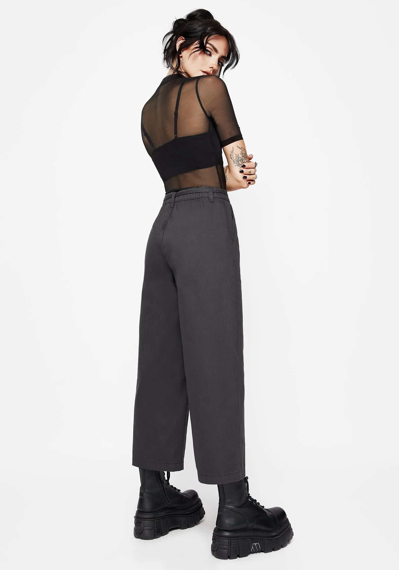 Octavia Tie Waist Snake Trim Wide Leg Trouser Soft Finish