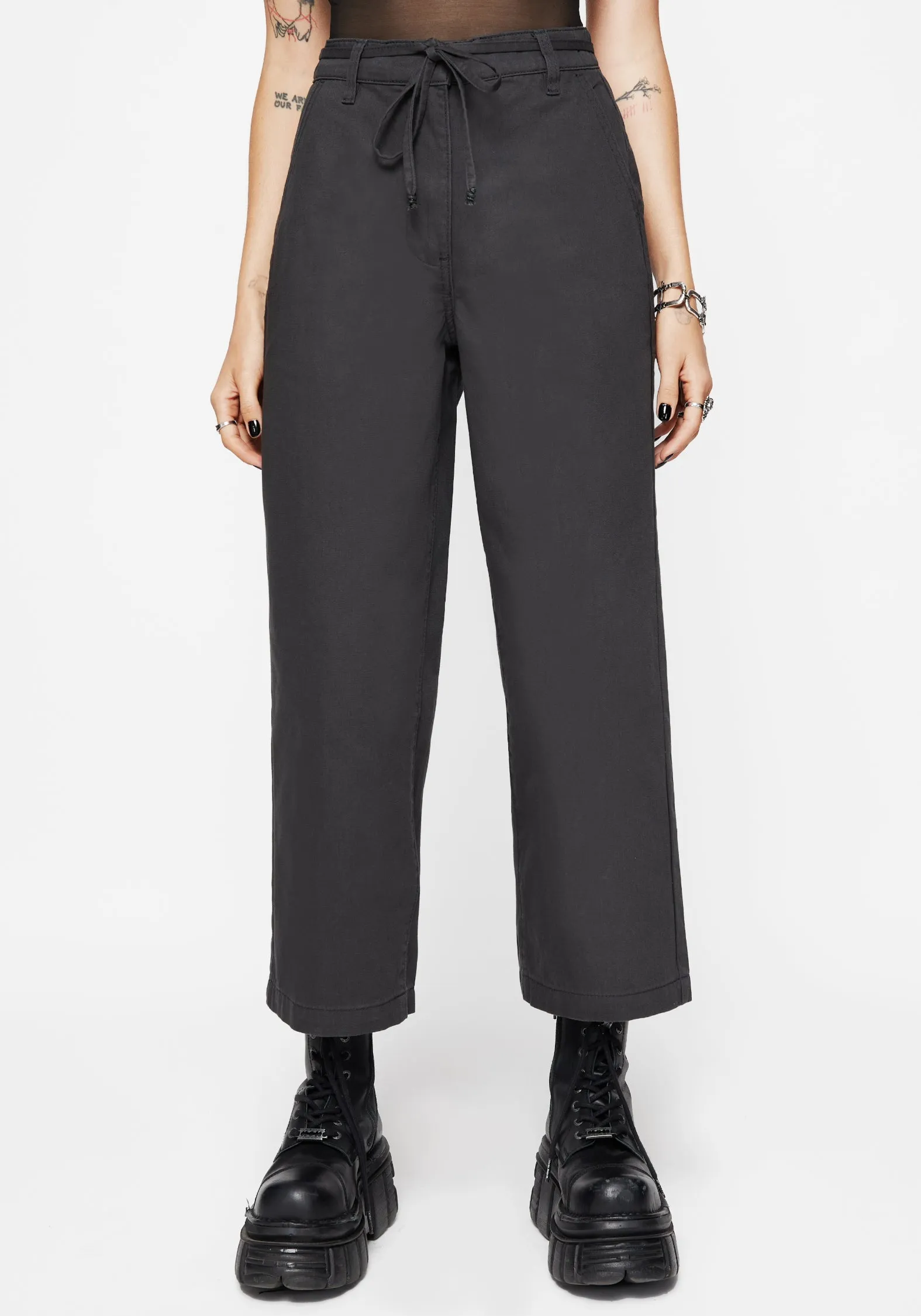 Octavia Tie Waist Snake Trim Wide Leg Trouser Water resistant coating