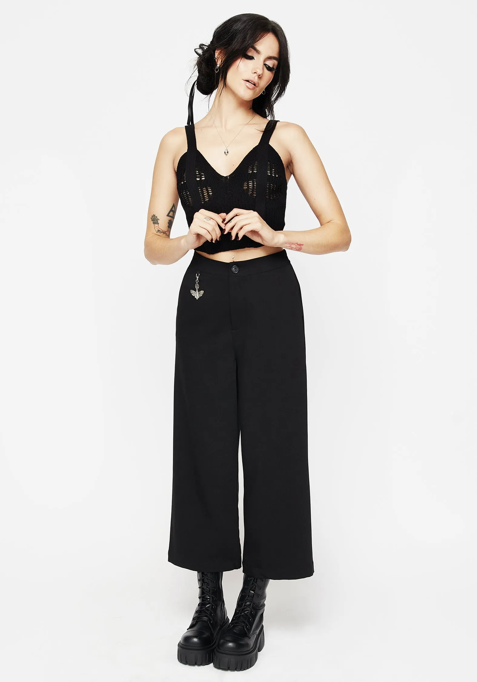 Eustacia Wide Leg Culotte Trousers OdorResistantFinish Comfort Fit