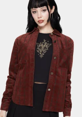 Comfortable Fabric Wardrobe Staple Terracotta Check Cord Shirt