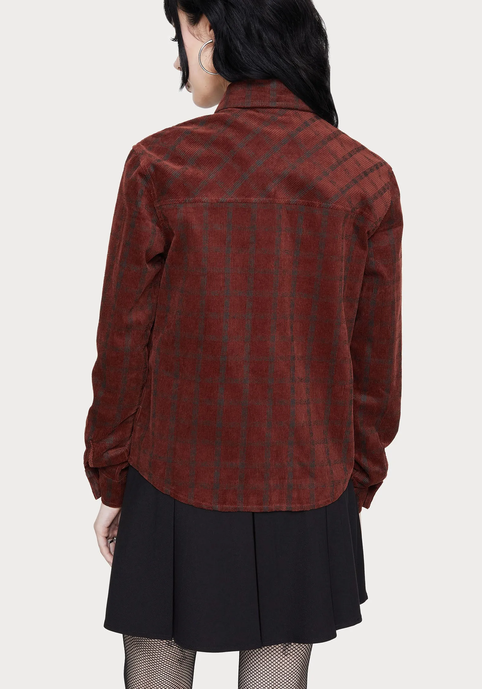 Terracotta Check Cord Shirt Modern Fit