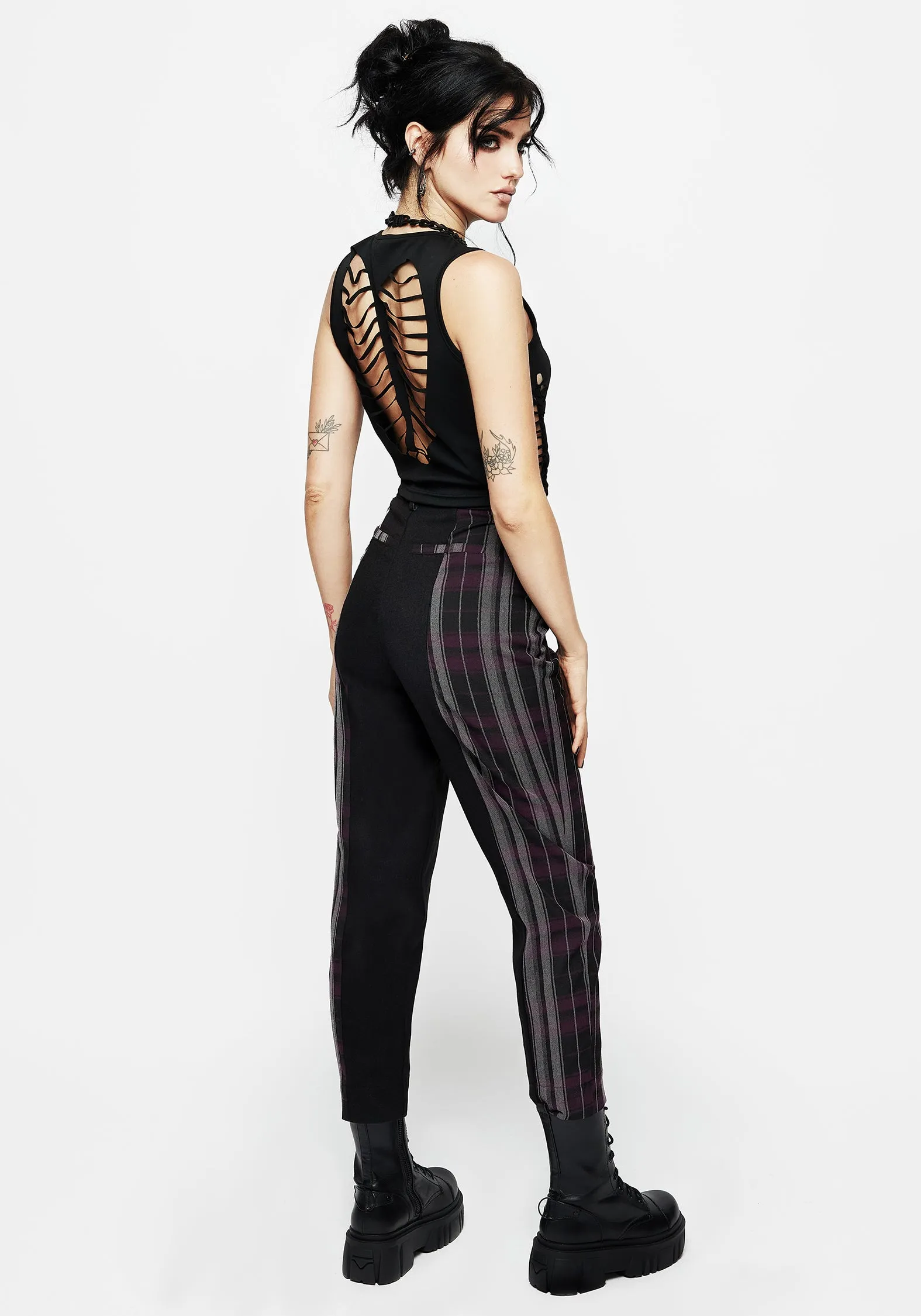 Gambit Spliced Check Tapered Trousers Breathable mesh Breathable Stretch Wear