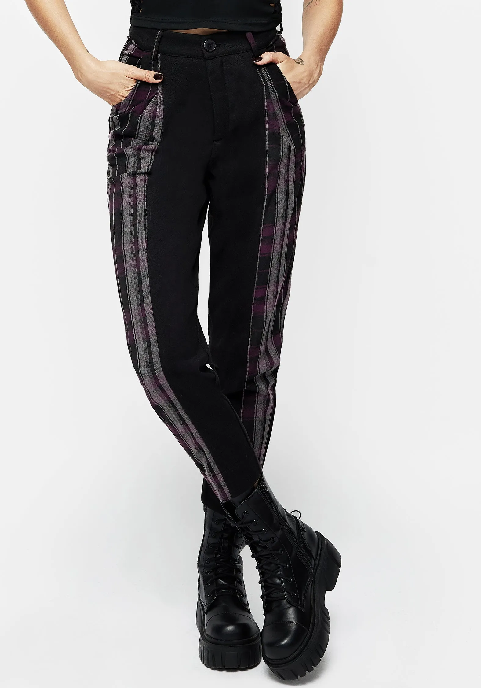 Gambit Spliced Check Tapered Trousers Stretch Ready