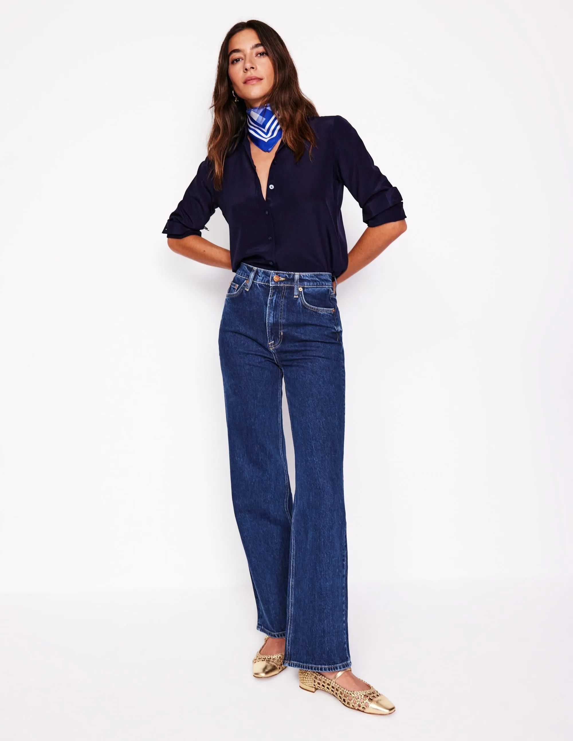 Casual Chic Zip-off legs High Rise Column Leg Jeans-Dark Vintage