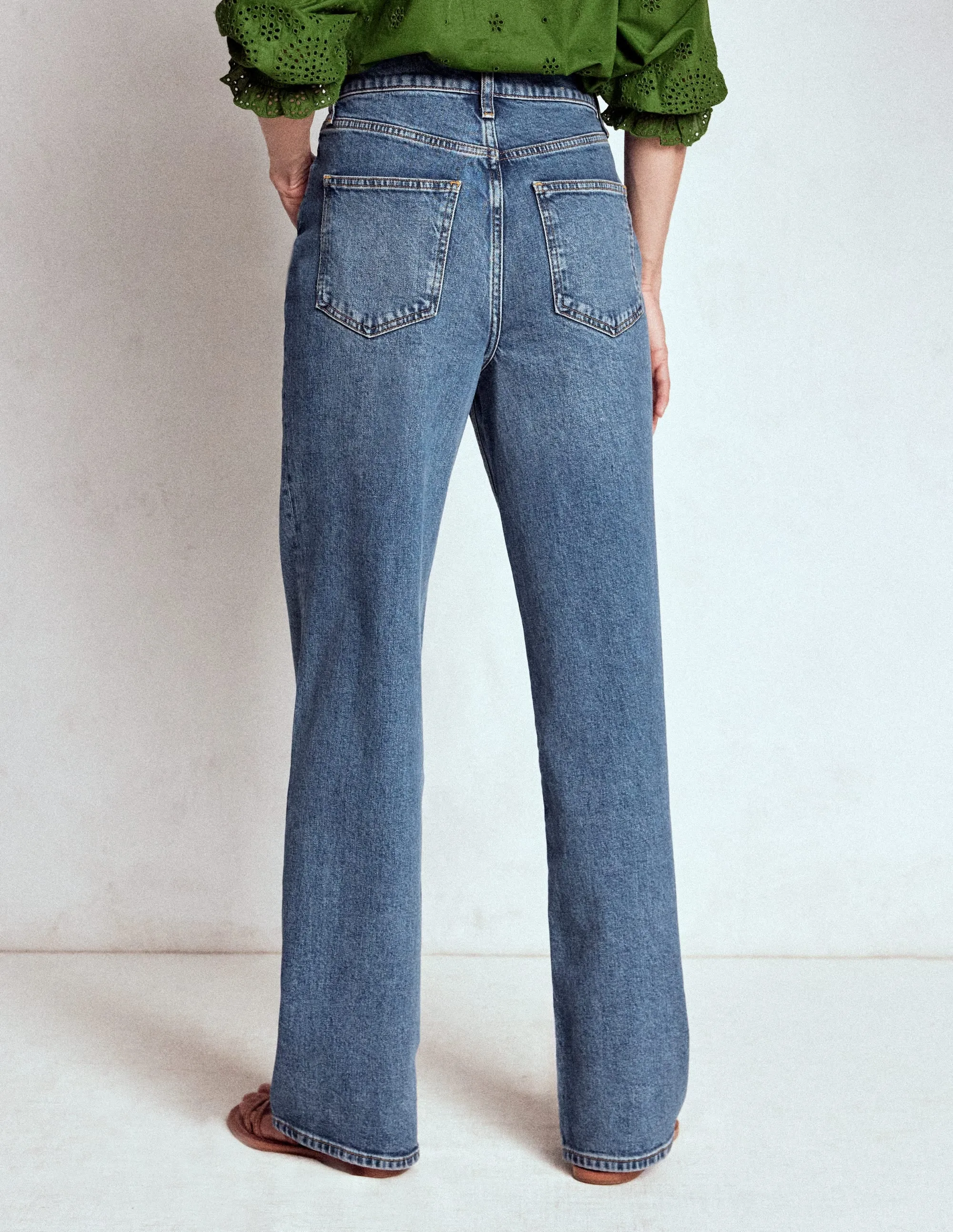 High Rise Column Leg Jeans-Mid Vintage ReflectiveAccentDetails