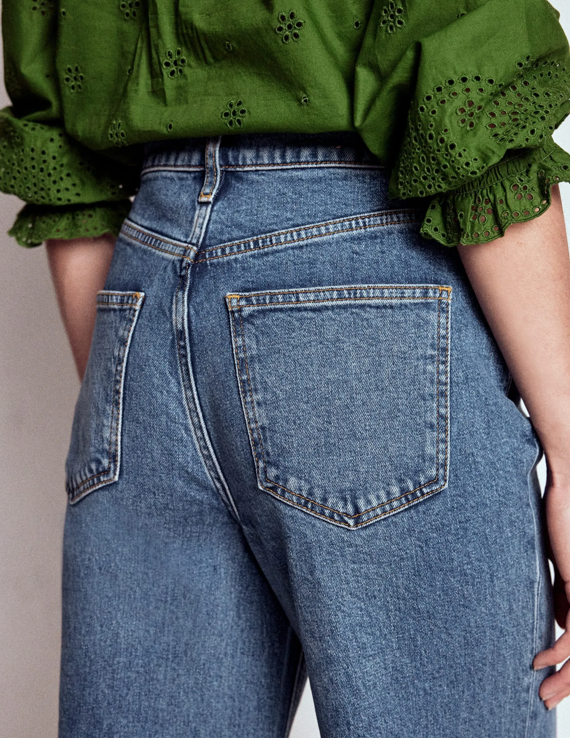 High Rise Column Leg Jeans-Mid Vintage Stretching Fit
