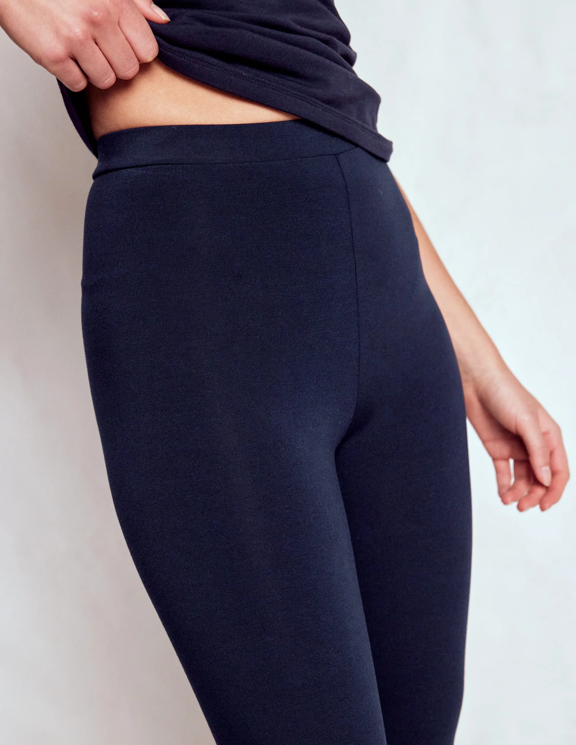Easy Fit Design High Rise Jersey Leggings-Navy