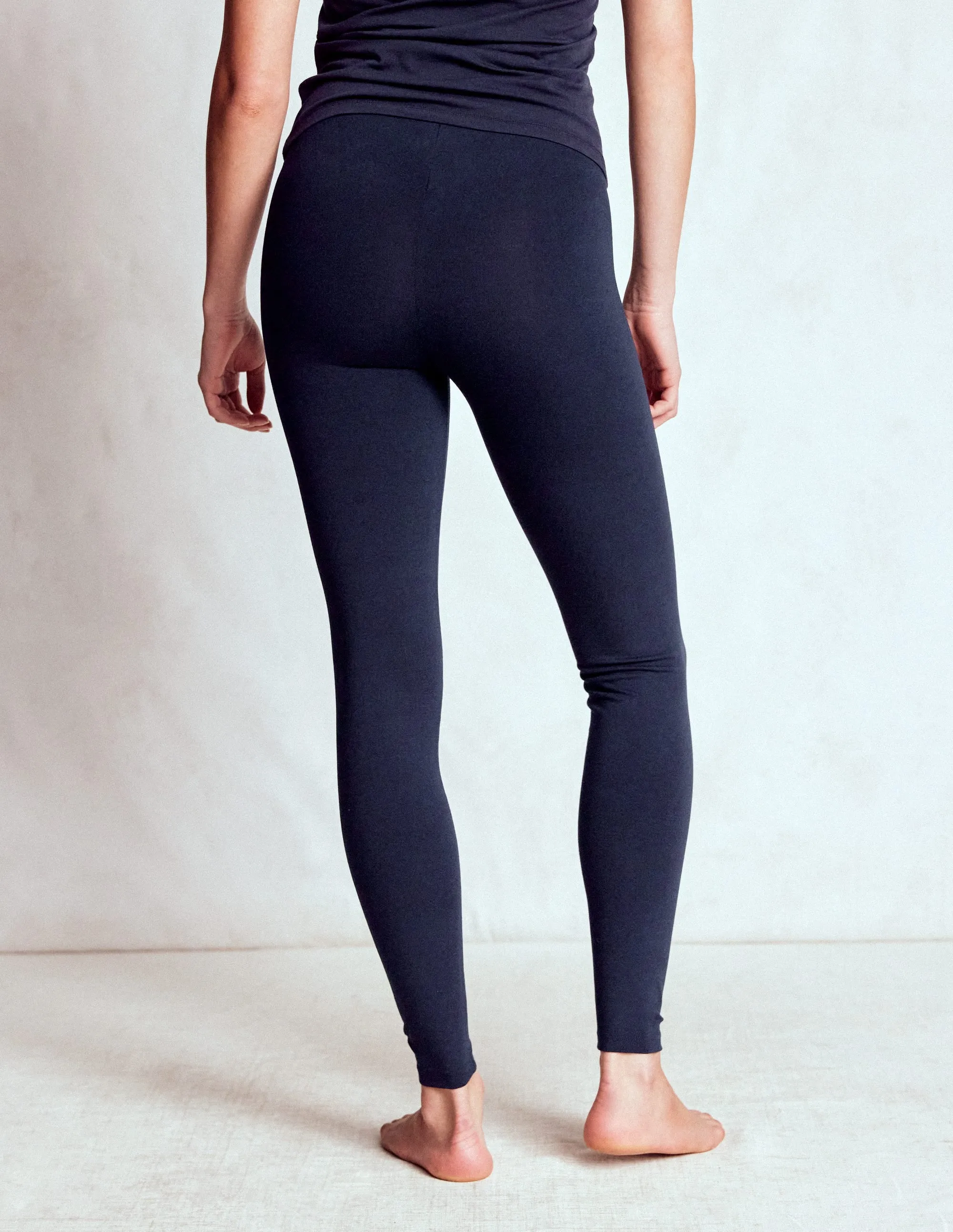 Perfect Shape ElasticCuffs High Rise Jersey Leggings-Navy