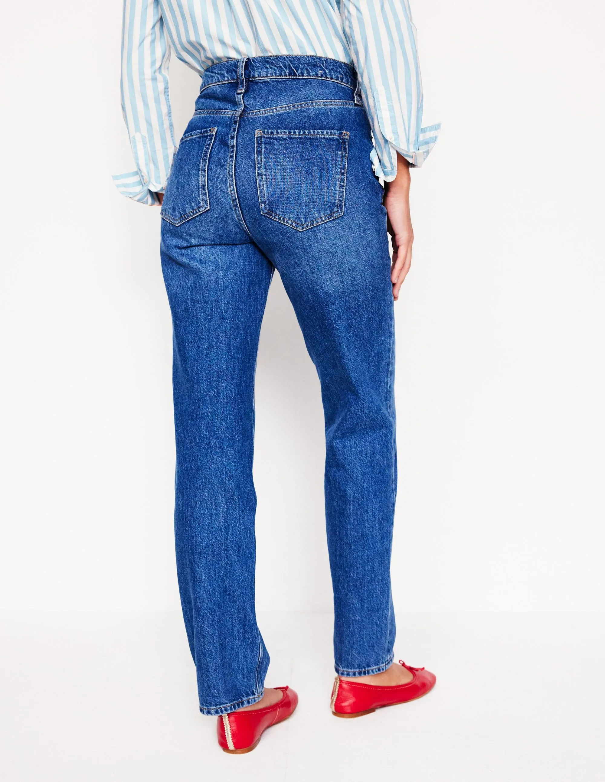 High Rise Rigid Straight Jeans-Mid Vintage HiddenPockets Flex Foam Inserts
