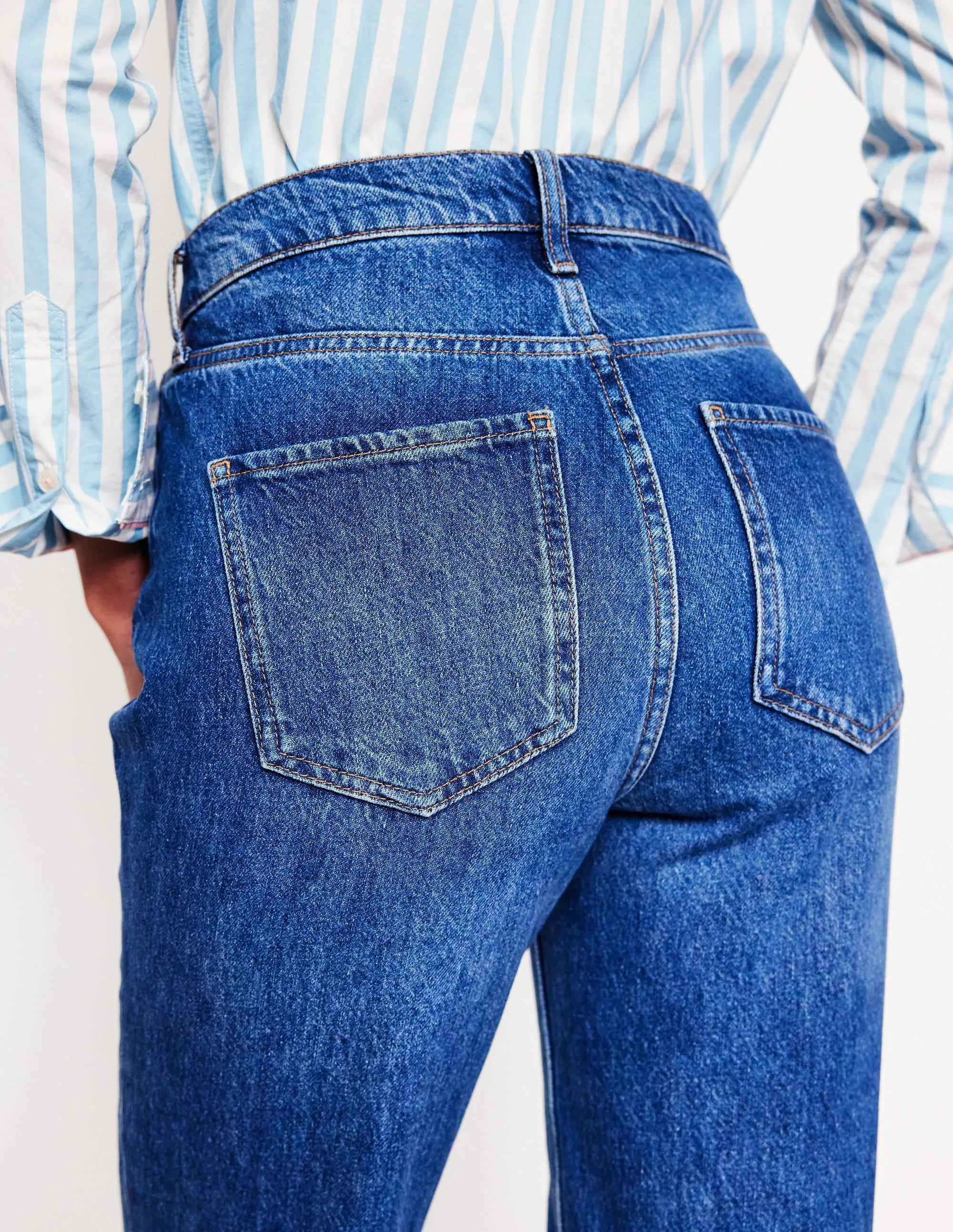 All Purpose High Rise Rigid Straight Jeans-Mid Vintage