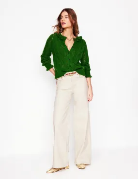 High Rise Wide Leg Jeans-Ecru Movement Support