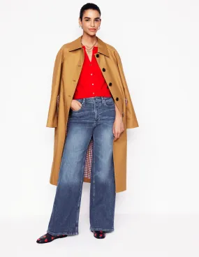 DoubleLayeredFabric Flattering Waist High Rise Wide Leg Jeans-Mid Vintage
