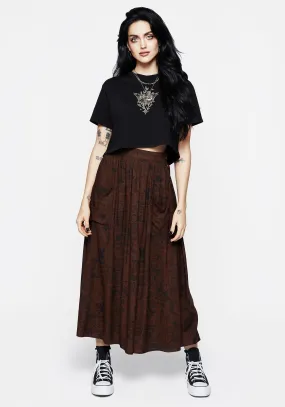 Simple Layer Tonal Look Daemonologie Woodcut Print Midaxi Skirt