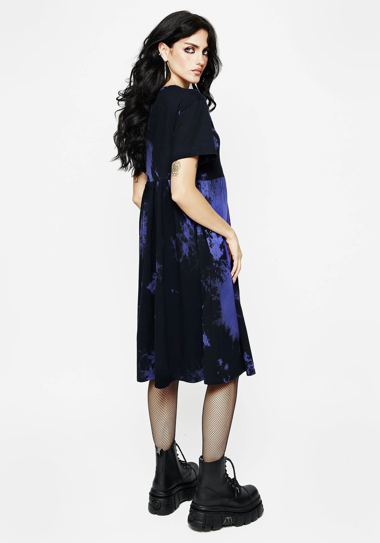 Purple Haze Midi Skater Dress Lace Fine Formal Aura