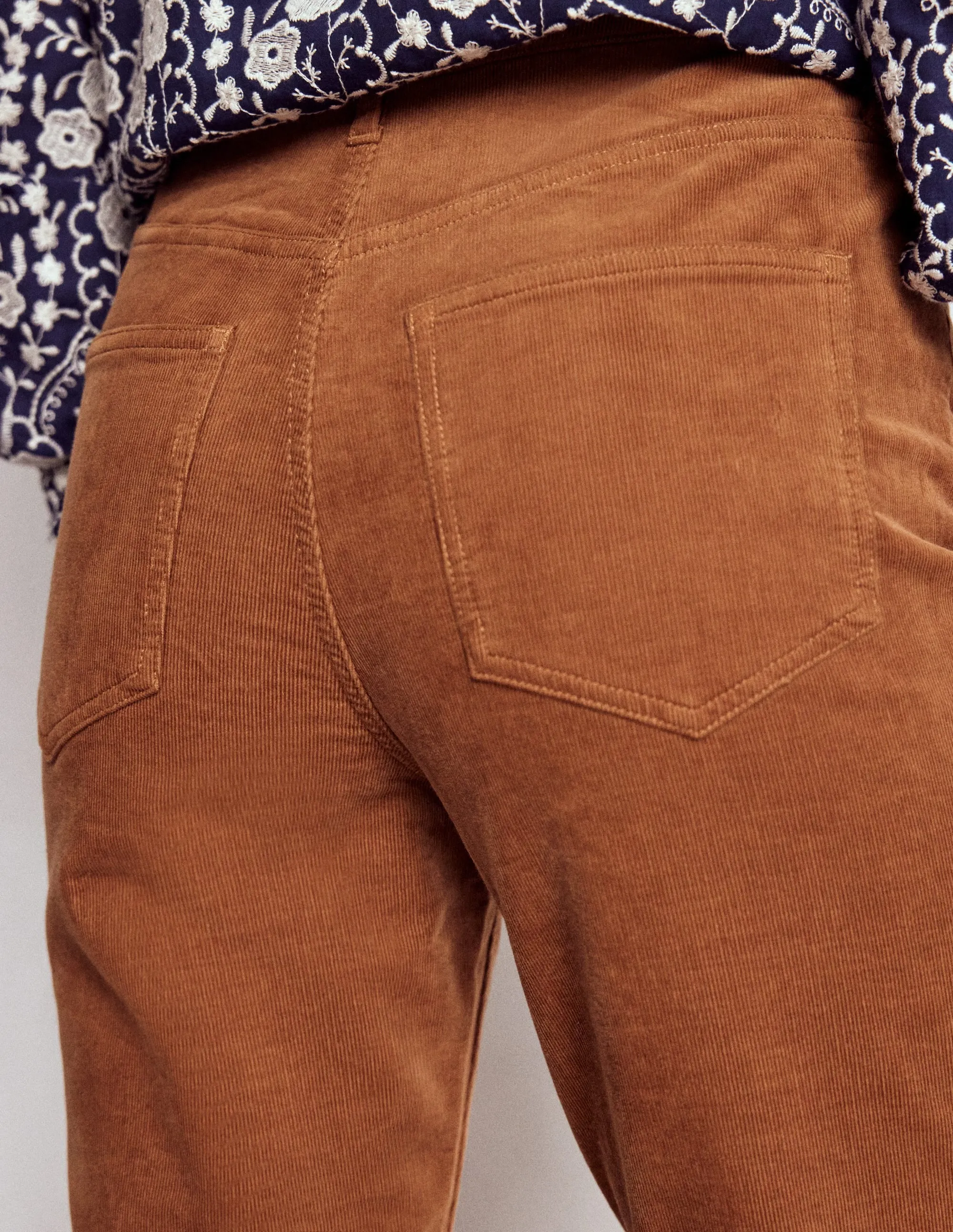 Easy Care High-Waisted Cord Slim Jeans-Ginger