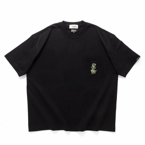 Stone Wash Process (ZT1680) Dragon Embroidery Pocket Tee