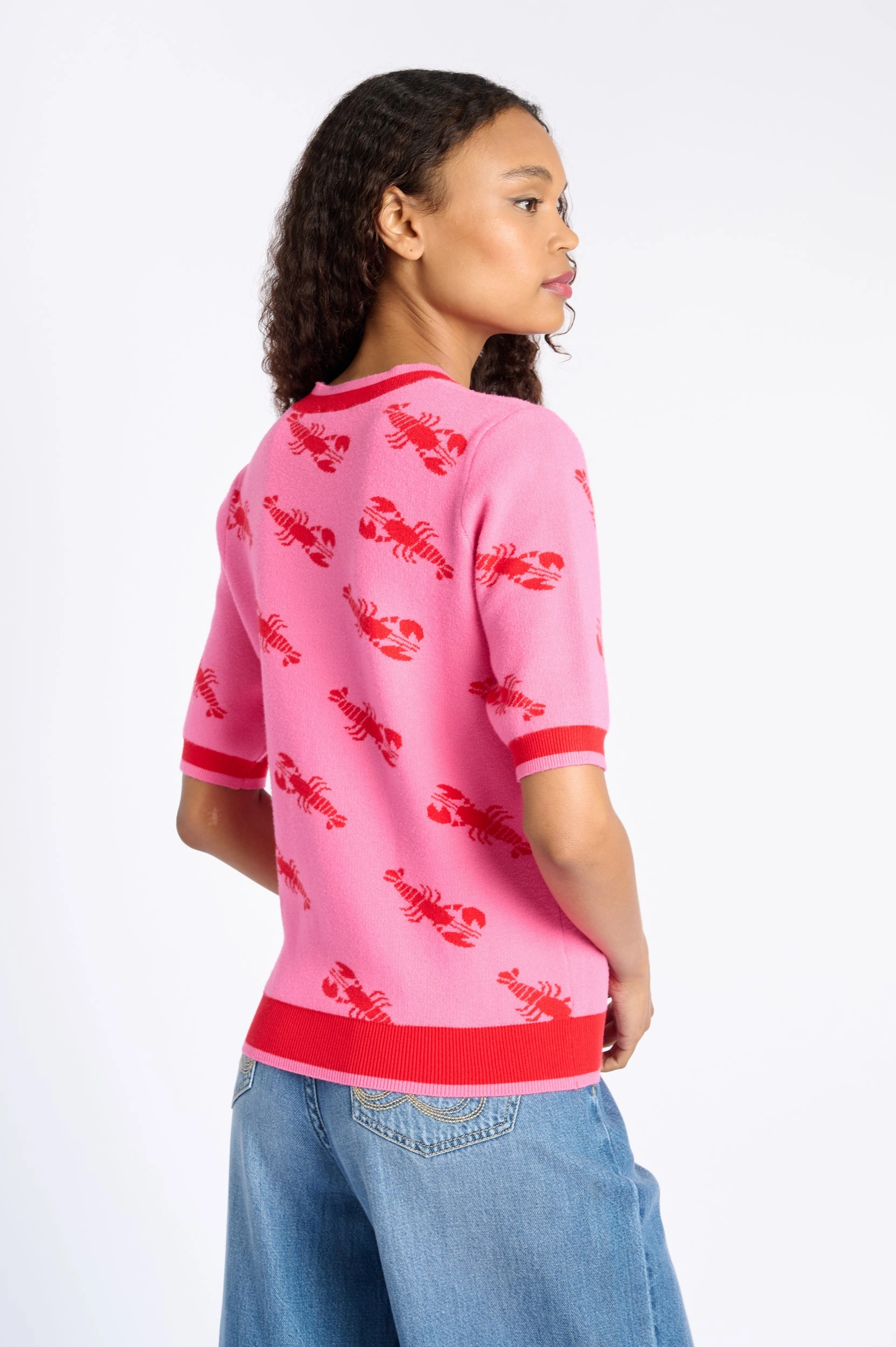 Soft Blended Fabric FlexibleNeckline The Short Sleeve Jumper with lobster