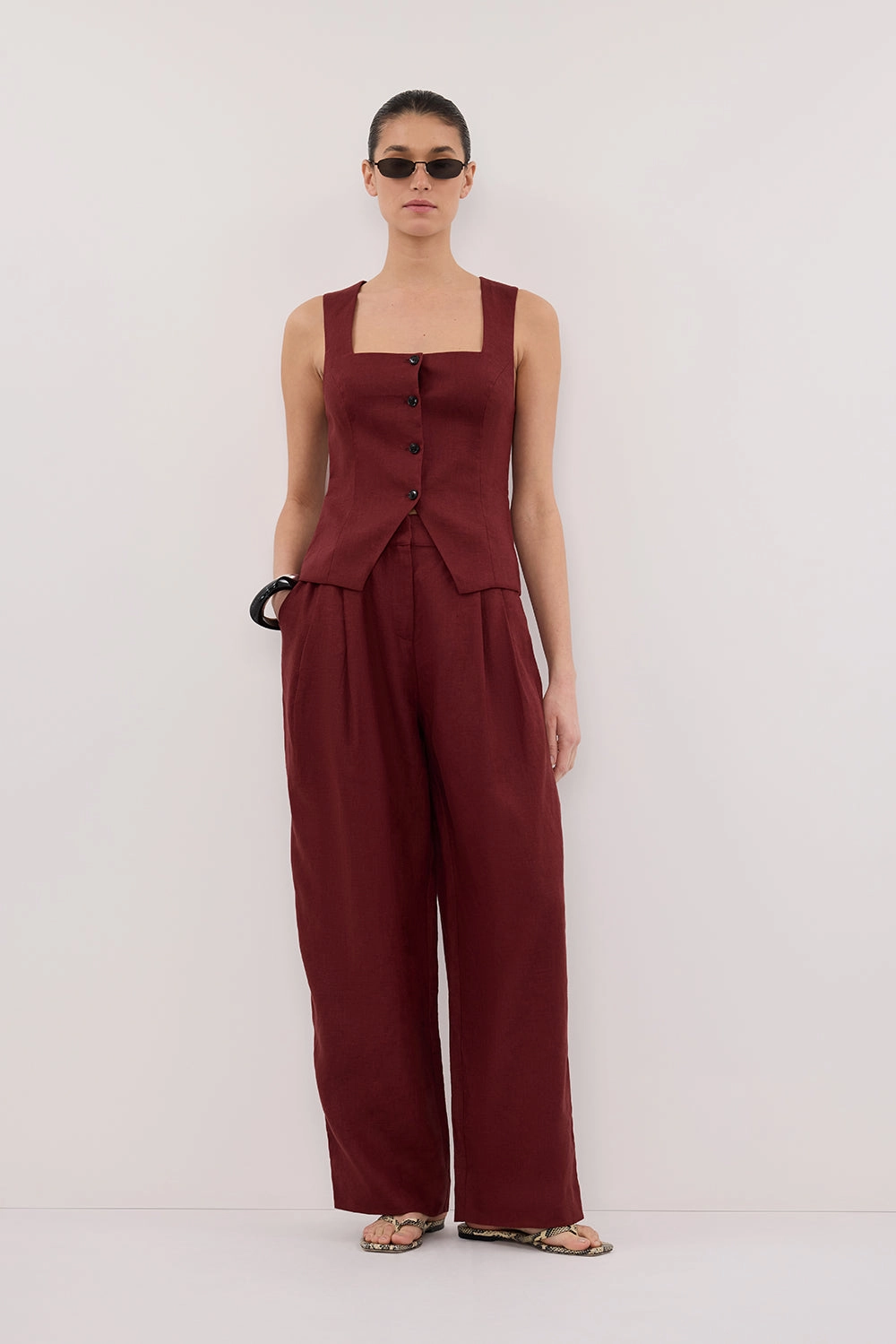 Non Slip Waistband Quick Dry Fabric FRAN SAHARA LINEN PANT